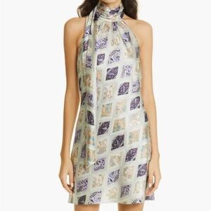 Cinq a Sept Dinah Night Bloom Patchwork Silk Mini Dress